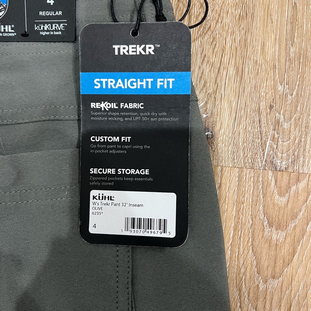 KUHL Women’s Trekr Pant 32” Inseam In Olive Size 4 Regular NWT Hiking Outdoors